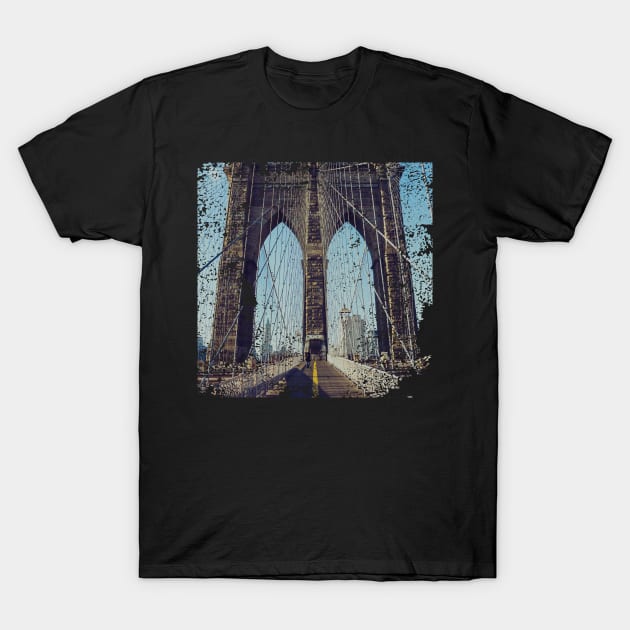 New york gray Bridge T-Shirt by satyam012